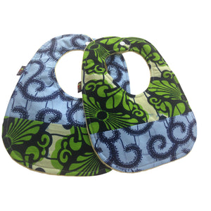 Green Forest Patchwork 2-Pack African Print Baby Bib Set (Limited Edition)