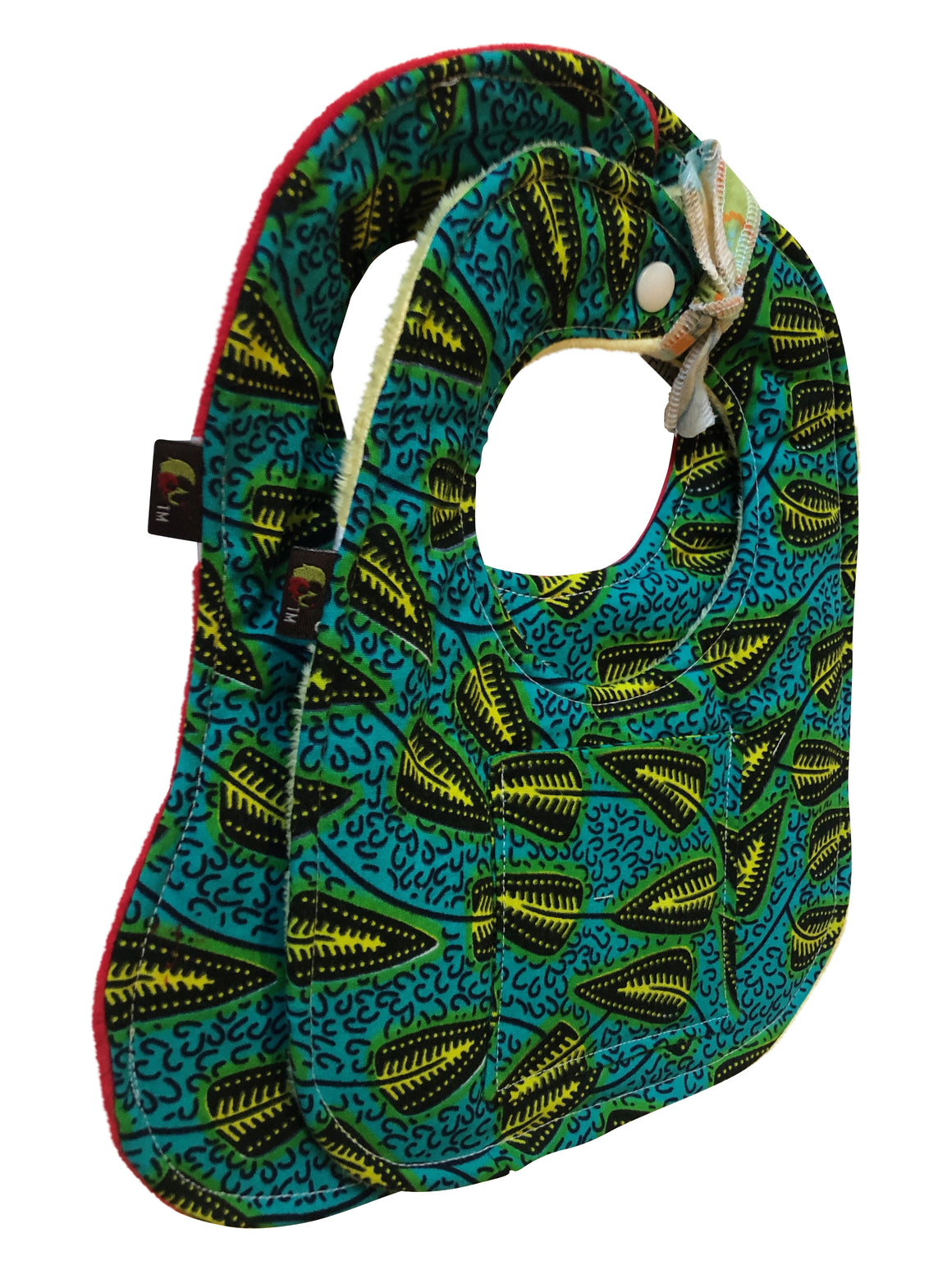 Nana Green African Print 2-PC Baby Bib Set (Pocketed Edition)